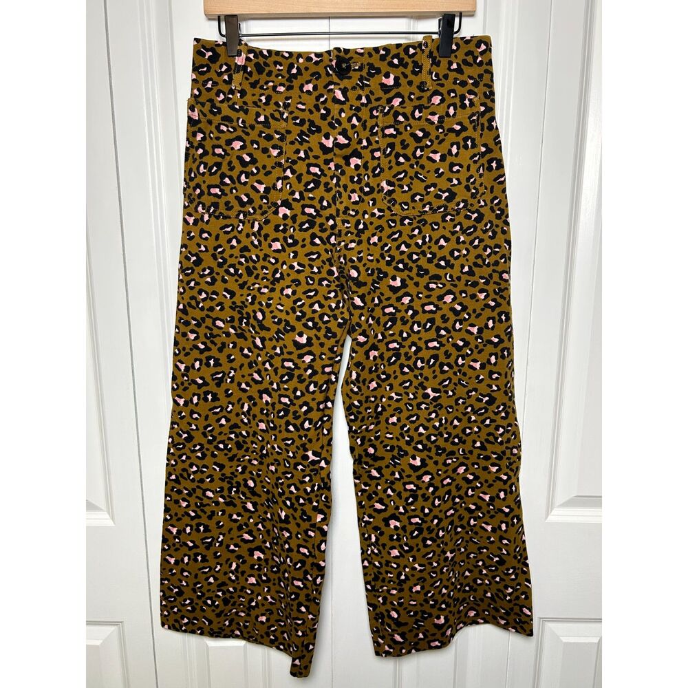 Anthropologie Maeve The Colette Crop Wide Leg Leopard Pants 90s 31